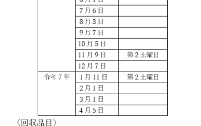 2024年二葉子供育成会　廃品回収予定